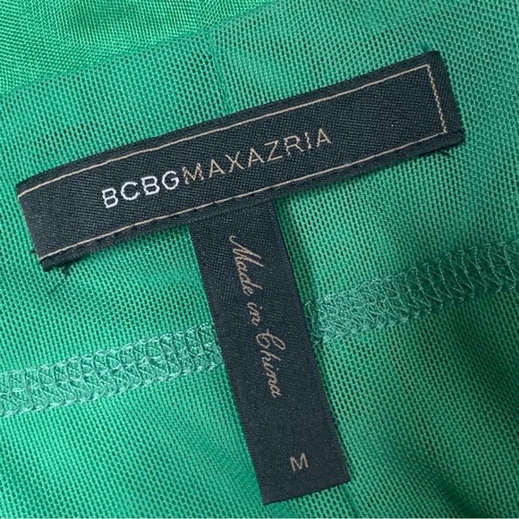 New BCBGMaxAzria Kelly Green Tiered One Shoulder Mini Dress Size Medium - Picture 6 of 8